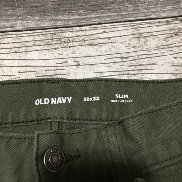 Old Navy Slim Jeans Men’s 30x32 Olive Green Built In Flex Denim - Picture 8 of 9
